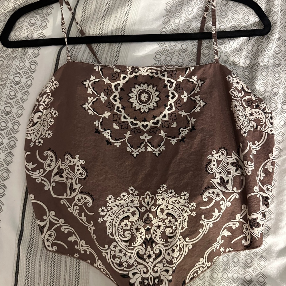 Brown Embroidered Women's Top